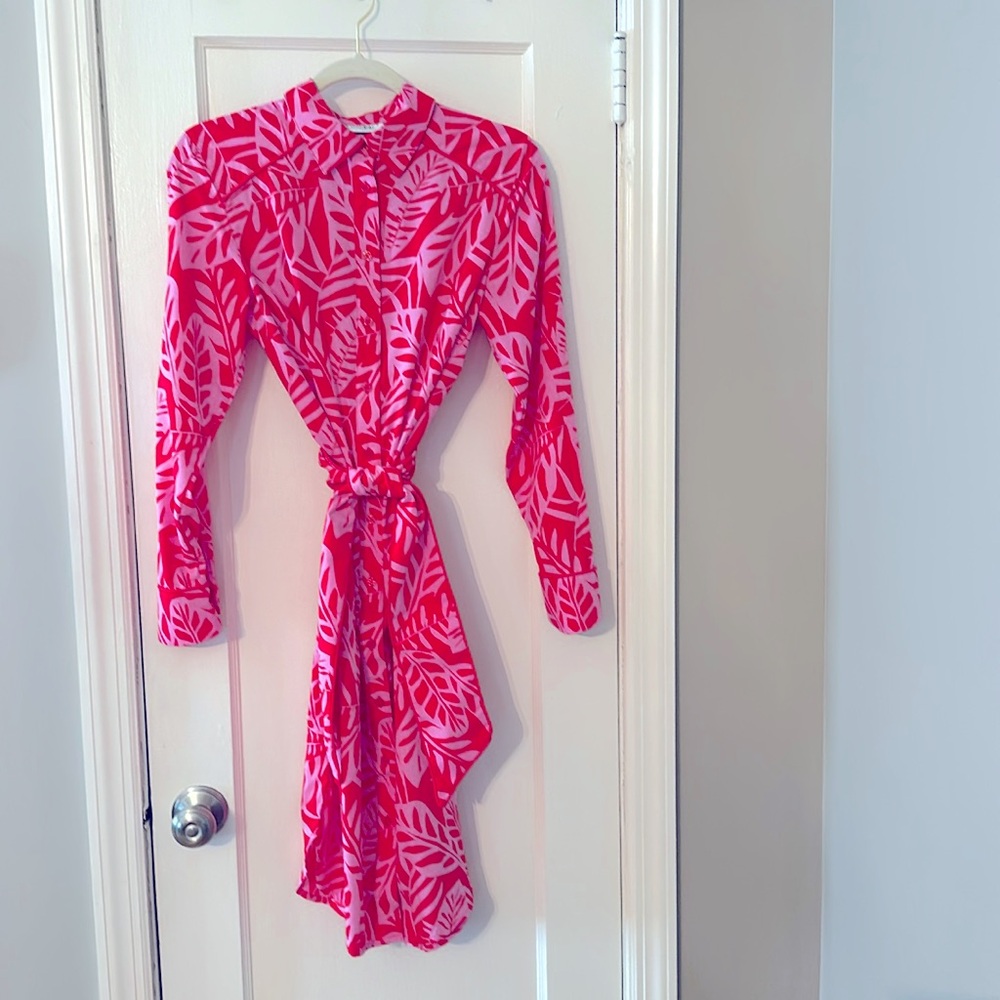 Coolibar SPF 50 shirt dress with belt.